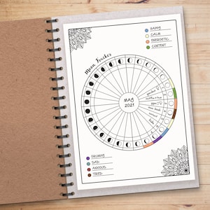 Moon Cycle & Mood Tracker. Lunar Phases Printable. Grimoire Pages Book of Shadows. Astrology, Monthly Self Care. Gratitude Intention. Goals image 2