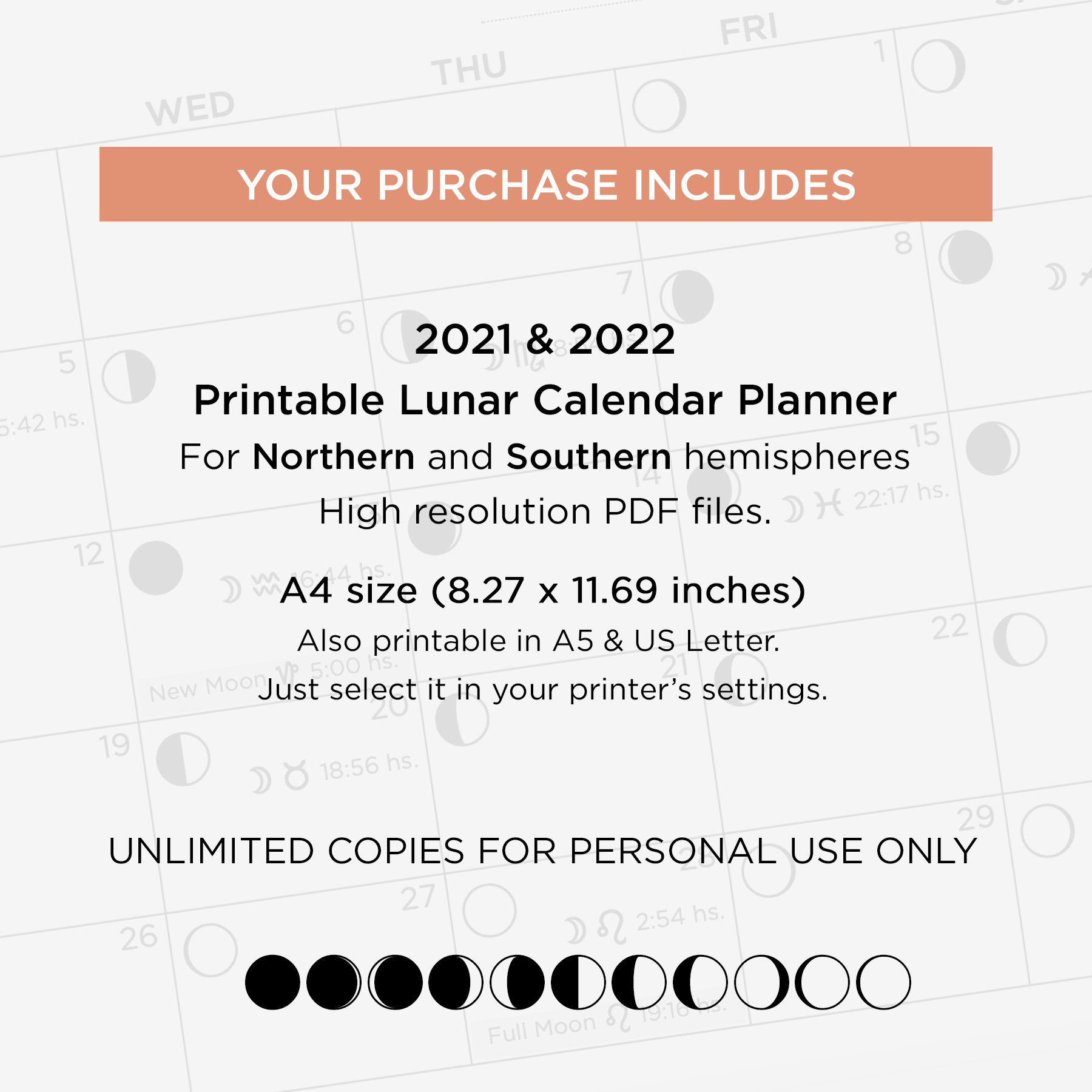 2026 Lunar Calendar Astrology Planner, Moon Phases (digital Download ...