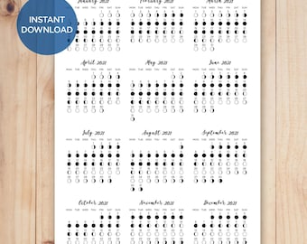 Calendário Lunar 2026 para Imprimir: Fases da Lua, Signos do Zodíaco (Download Digital)