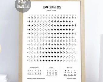 Calendário Lunar 2026 para Imprimir: Fases da Lua e Signos do Zodíaco (Download Digital)