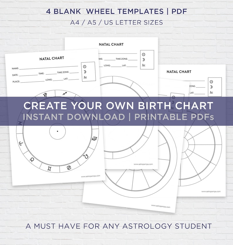 Blank Astrology Natal Chart Wheel. Printable Worksheet. Birth - Etsy