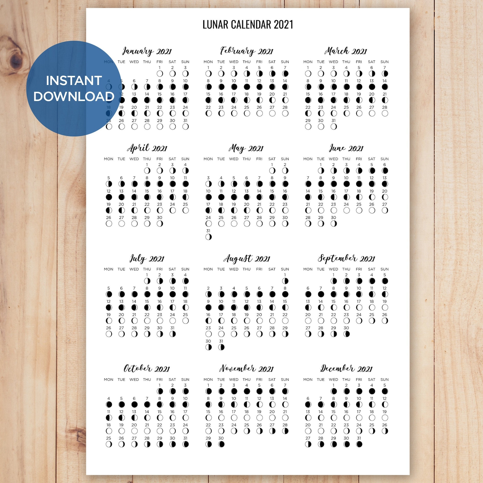 Etsy Lunar Calendar 2022