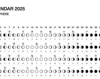 Calendário Lunar 2026 para Imprimir: Fases da Lua e Signos do Zodíaco (Download Digital)