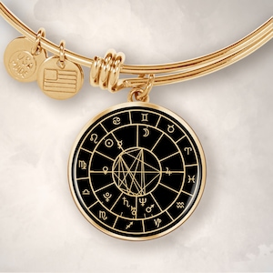 Astrologie Birth Chart Bracelet Gold Personnalisé. Custom Natal Chart Charm gravé. Bijoux Zodiac. Sorcellerie cosmique. Cadeau de graduation