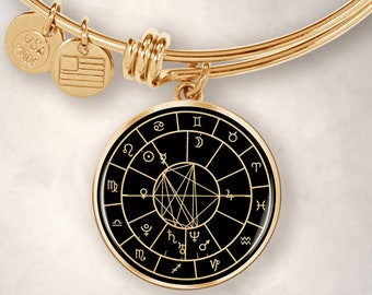 Pulseira personalizada com mapa astral astrológico: mapa natal gravado personalizado