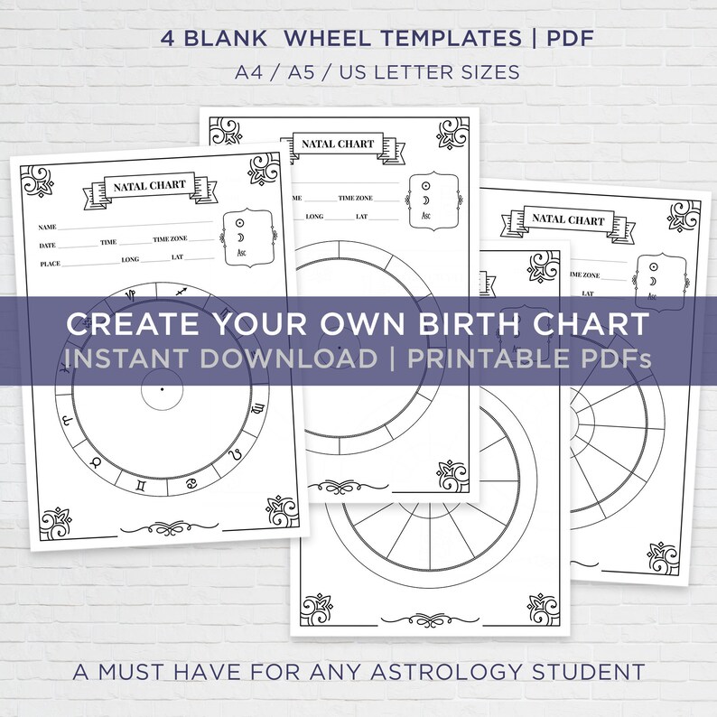 Blank Astrology Natal Chart Wheel. Printable Worksheet. Book | Etsy