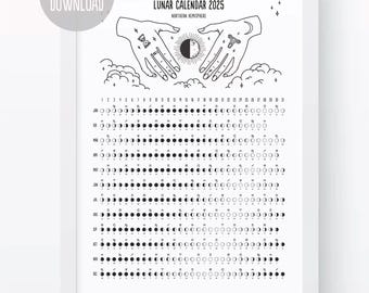 Calendário Lunar 2026 para Imprimir: Fases da Lua, Zodíaco (Download Digital)