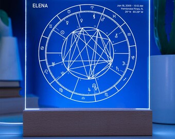 Placa de acrílico personalizada com mapa astral: presente personalizado de astrologia do zodíaco