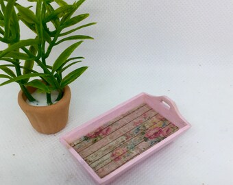 Dollhouse Miniature White Breakfast in Bed Serving Tray with Handles #SD976WH