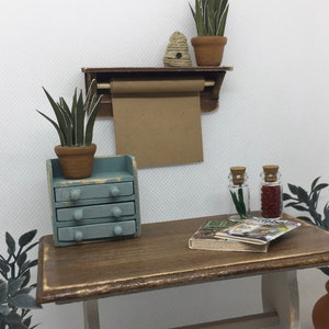 Miniature Dollhouse Farmhouse Kraft Paper Roll Shelf