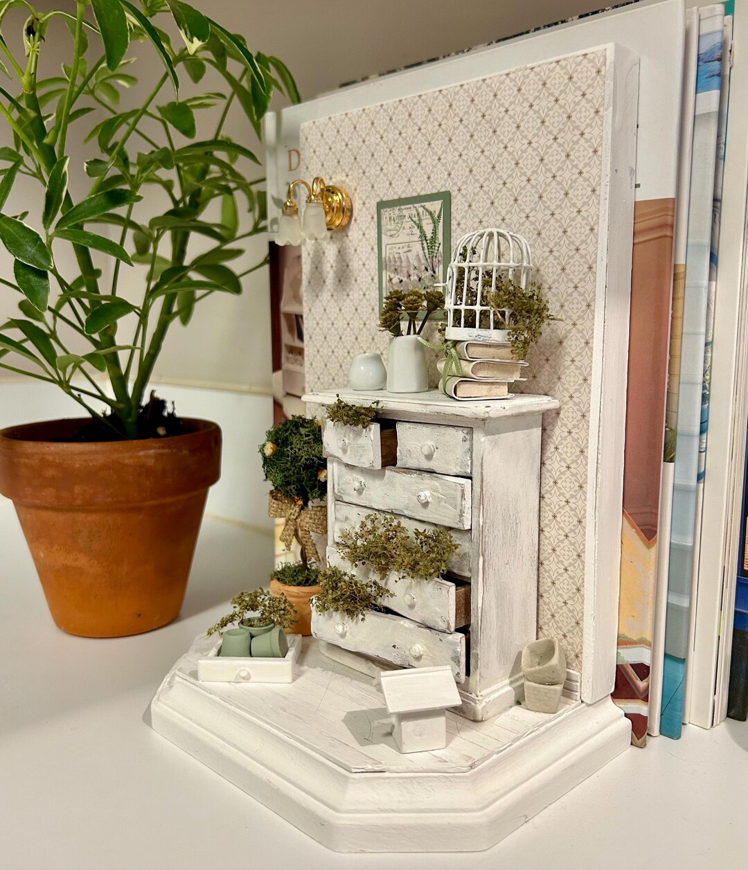 Miniature Shabby Chic Happy Place Handcrafted Bookend - Etsy
