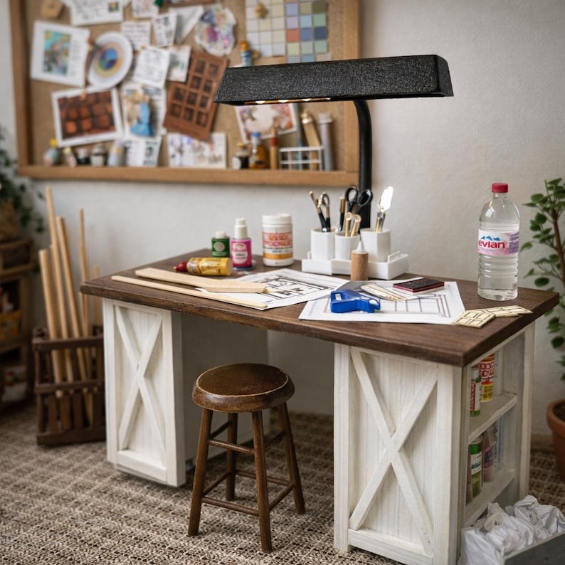 Model Craft Table Miniature Farmhouse Craft Table - Etsy