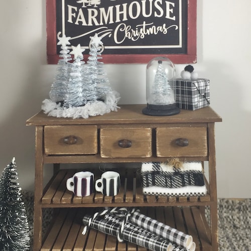 Dollhouse Miniature Christmas Village Light up Handmade Etsy