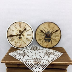 Large Miniature Dollhouse Farmhouse Bee Wall Clocks