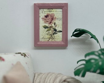 Miniature Farmhouse Shabby Chic Rose Picture