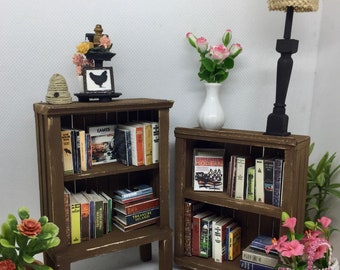 Miniature Dollhouse Farmhouse Bookshelf with Books