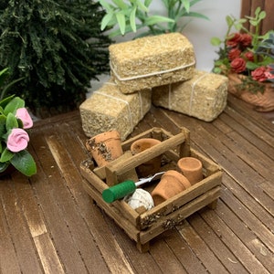 Miniature Farmhouse Garden Pots and Crate