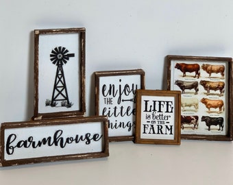 Miniature Dollhouse Farmhouse Framed Sayings and Pictures