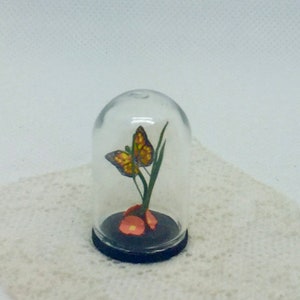 Miniature Dollhouse Farmhouse Glass Domed Butterfly