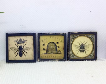 Miniature Dollhouse Farmhouse Bee Themed Pictures