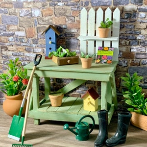 Miniature Garden Bench with Accessories