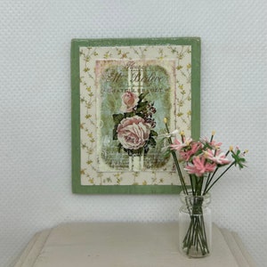 Miniature Shabby Chic Rose Plaque