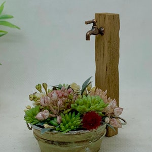Miniature Watering Bucket Scene