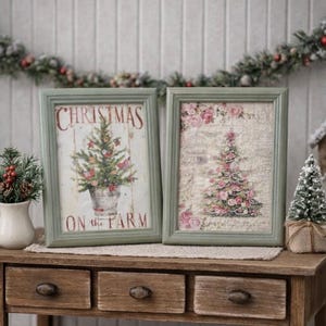 Miniatyr julskyltar i shabby chic-stil med lantliga detaljer