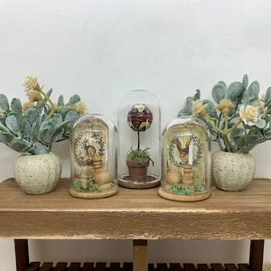 Miniature Farmhouse Topiary in Glass Dome