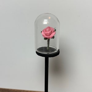Miniature Dollhouse Farmhouse Glass Dome with Rose