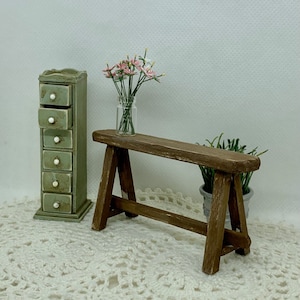 Miniature Farmhouse Wooden Bench
