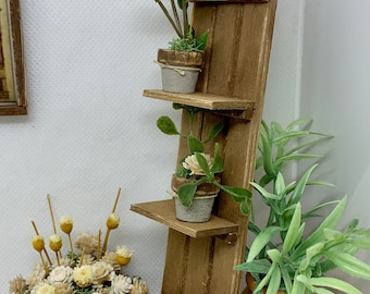 Miniature Farmhouse Shutter Shelf with Plants