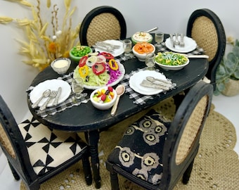 Miniature Dollhouse Farmhouse Table and Chairs