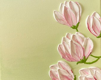 Pintura con textura floral / Arte de textura / Arte de pared 3D