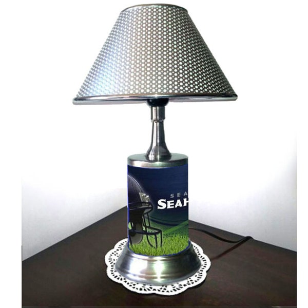 Seattle Seahawks desk lamp with chrome finish shade