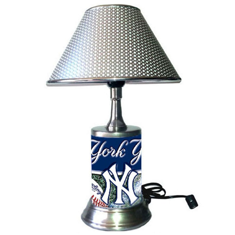 New York Yankees Lamp with chrome finish shade NY Yankees Etsy