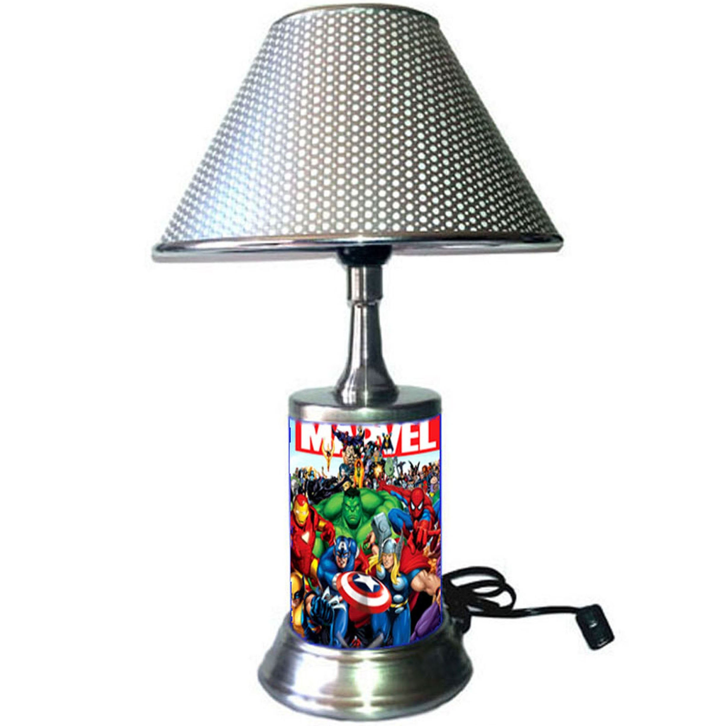 Marvel Comics Characters Desk Lamp With Chrome Finish Shade