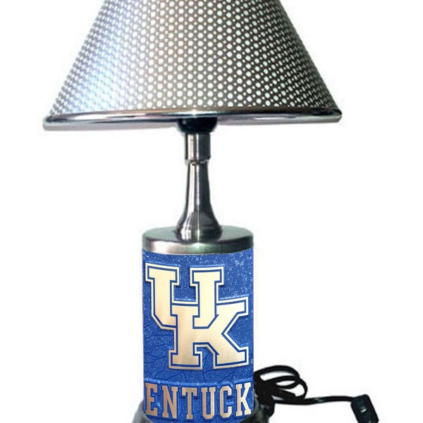 Kentucky Wildcats desk lamp with chrome finish shade, mosaic design