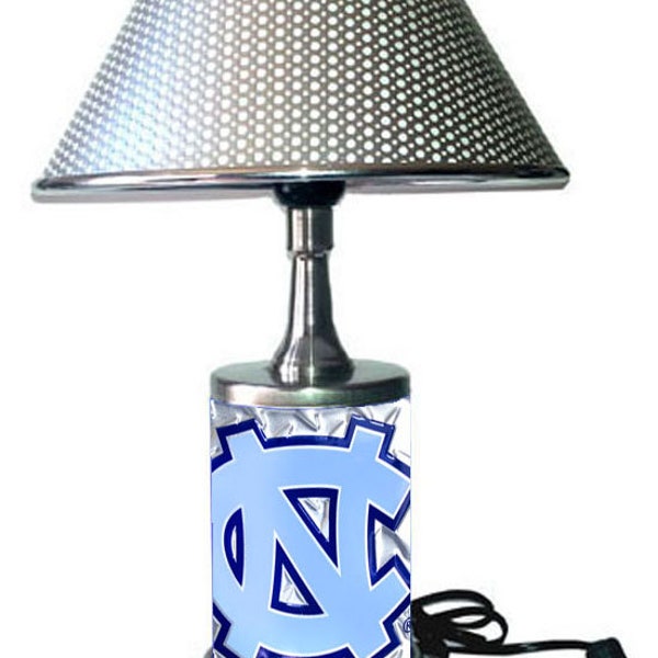 North Carolina Tar heels desk lamp with chrome finish shade