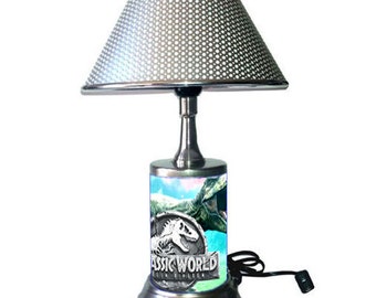 Jurassic World desk lamp with chrome finish shade