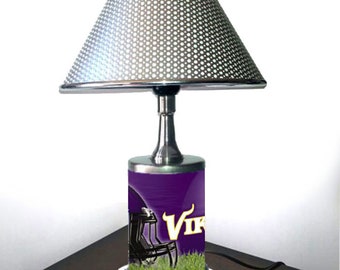 Minnesota Vikings desk lamp with chrome finish shade