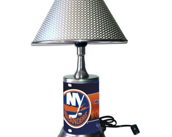 New York Islanders desk lamp with chrome finish shade