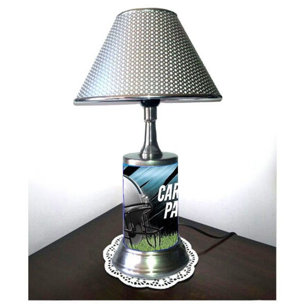 Carolina Panthers desk lamp with chrome finish shade