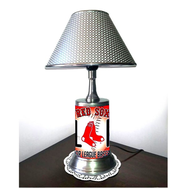 Boston Red Sox desk lamp with chrome finish shade