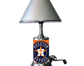 Houston Astros desk lamp with chrome finish shade