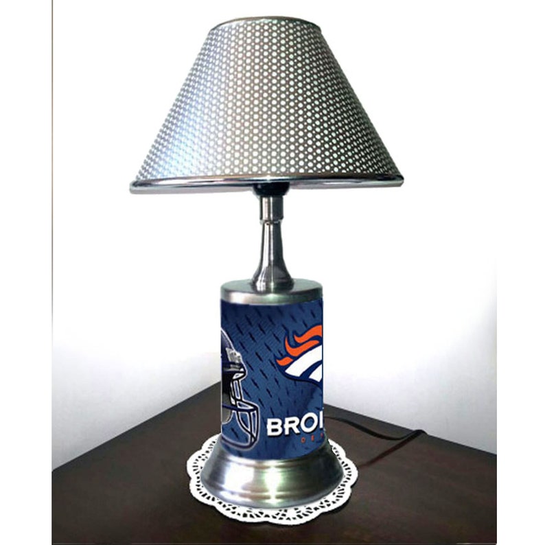 Denver Broncos Desk Lamp With Chrome Finish Shade Etsy