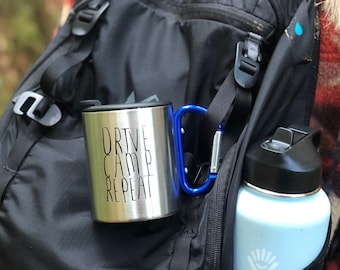 Steel Mug With Carabiner Handle | Stainless | Double Wall Insulated | BPA Free