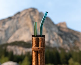 Reusable Glass Straw Set With Custom Cork holder & Brush