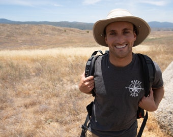 Eco-Friendly T-shirt USA Made | Up-cycled | Sustainable & Soft | Where We Roam Compass Logo