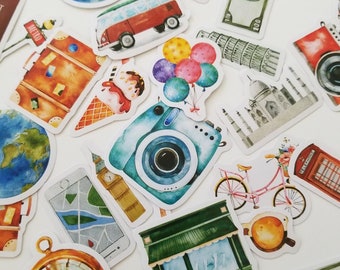 Travel Stickers - Kawaii Cute Stickers For Diary, Planners, or Scrapbooking